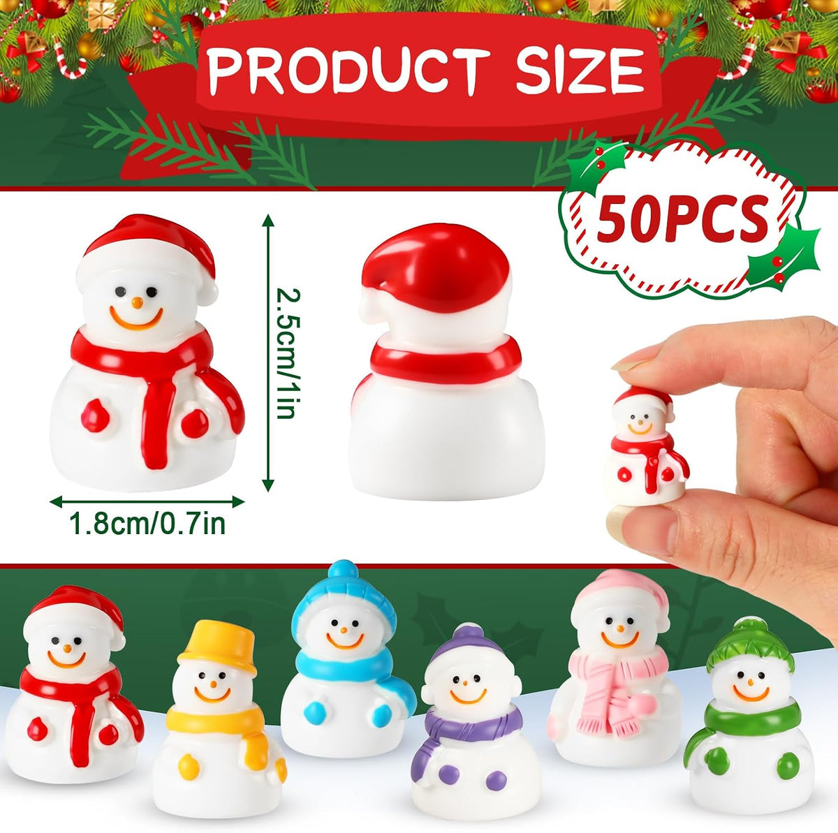 JUNEBRUSHS 50 Pcs Mini Pumpkins Fake Pumpkins Artificial Pumpkins - Snowman Style - image 2