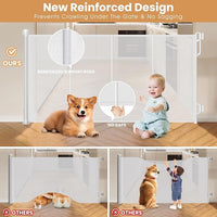 Reinforced Retractable Baby Gate or Mesh Dog Gate,Easy to Use for Stairs, Doorways, Hallways, Indoor, Outdoor, Wide Pet Gate 33.5" Tall, Extends to 55" Wide, White
