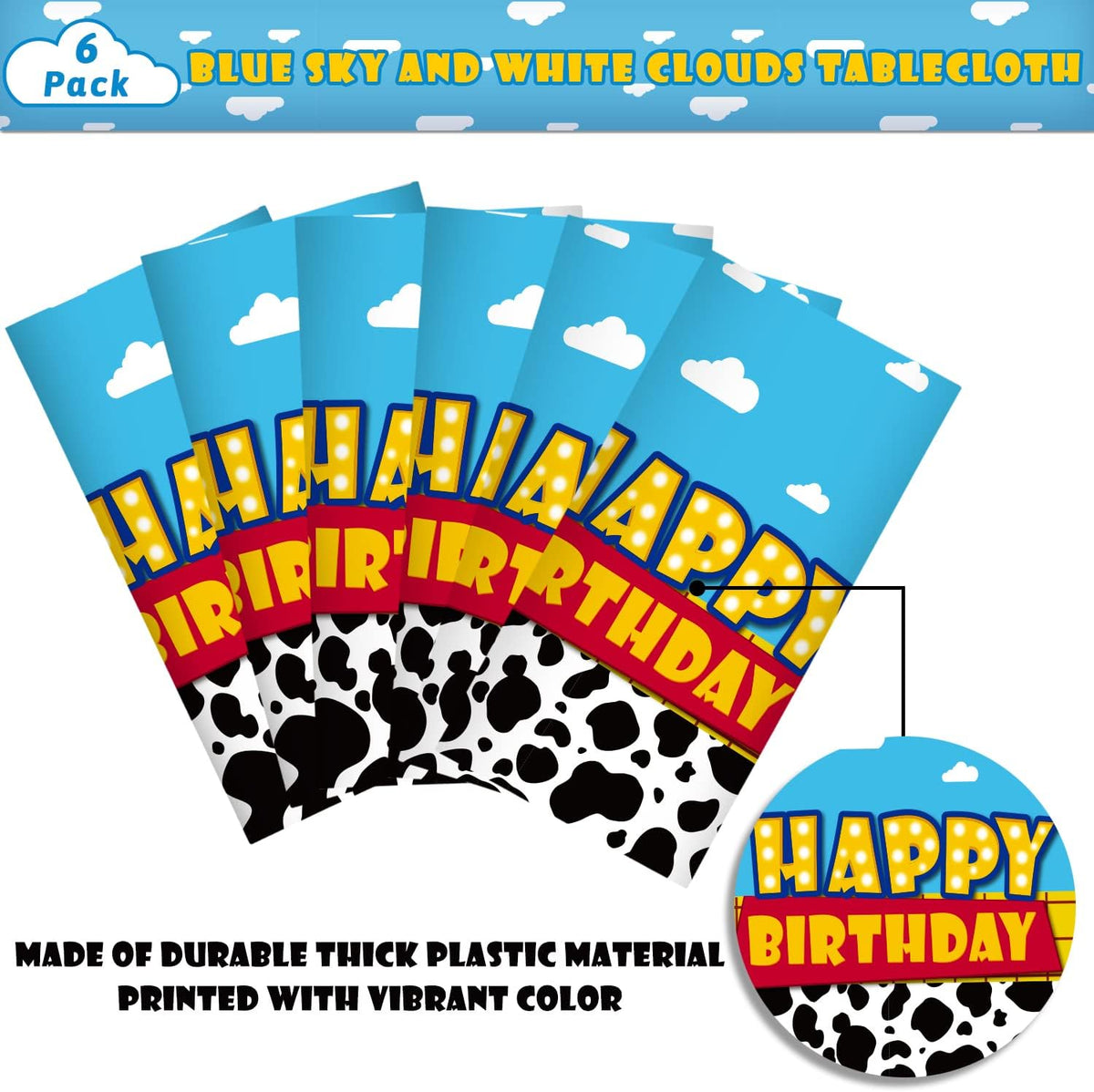 Ragnhild 3 Pack Cow Print Birthday Party Supplies Cow Pattern Printed - Blue / 6 - image 2