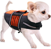 XS adjustable dog life jacket with rescue handle, D-ring and reflective straps
