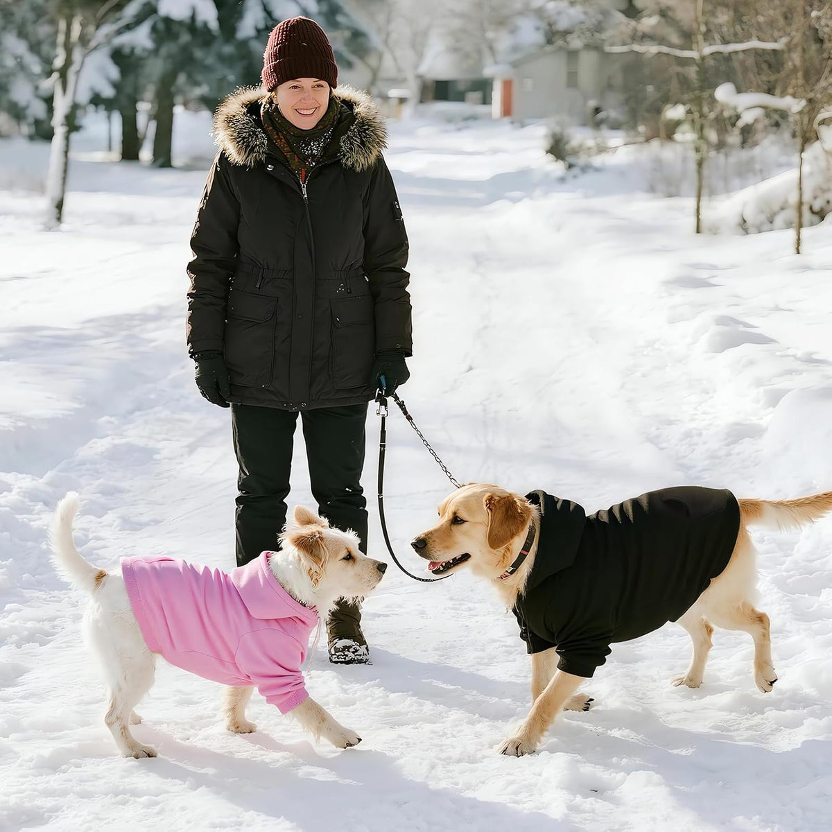 Dog Basic Hoodie Soft Dog Clothes Cold Weather Sweaters for Medium - Black / L (Back: 20.47",Chest: 28.35",20-35lbs) - image 2