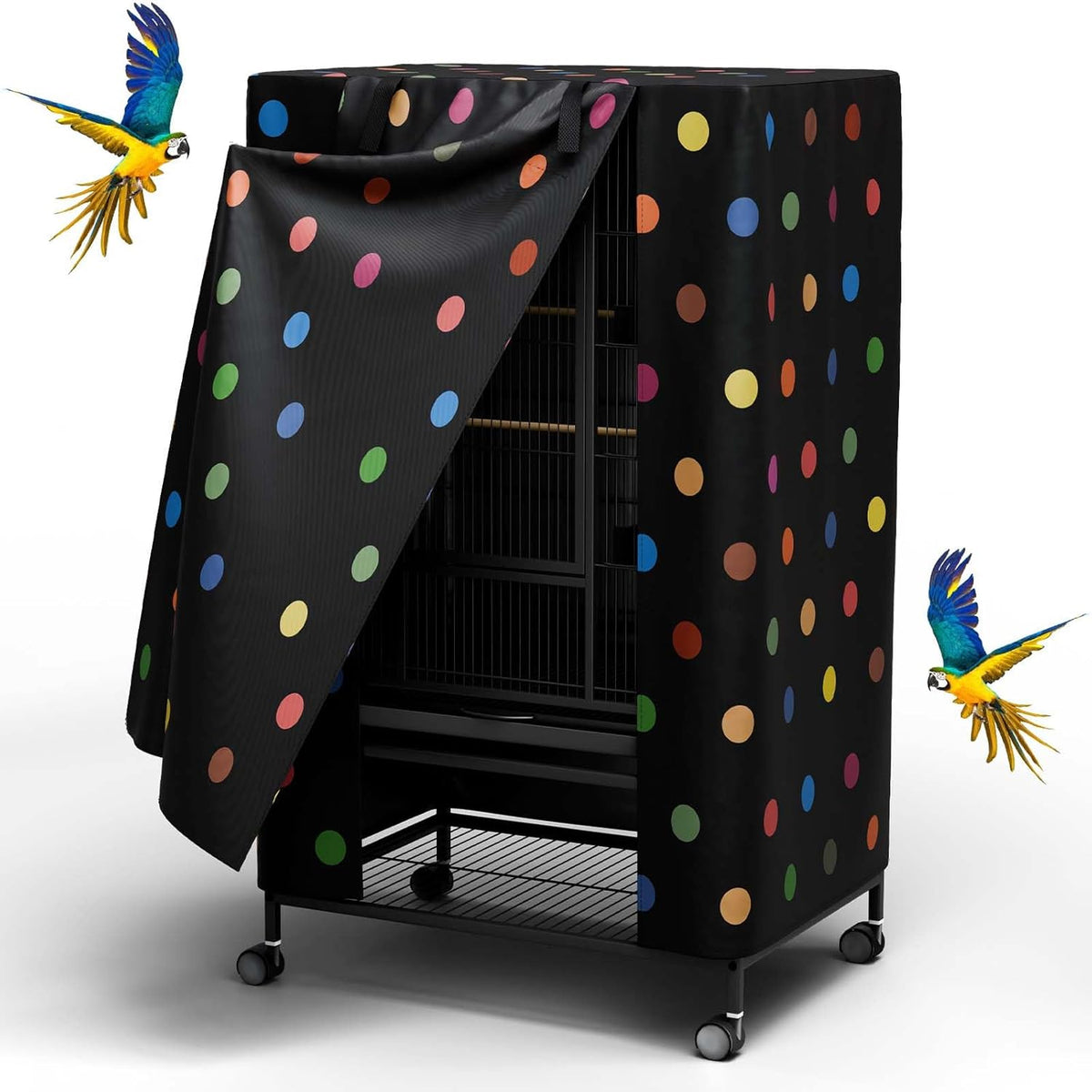 Tchvt Ultra Blackout Birdcage Cover - Polka Dot / 26.0"L x 19.0"W x 40.0"H