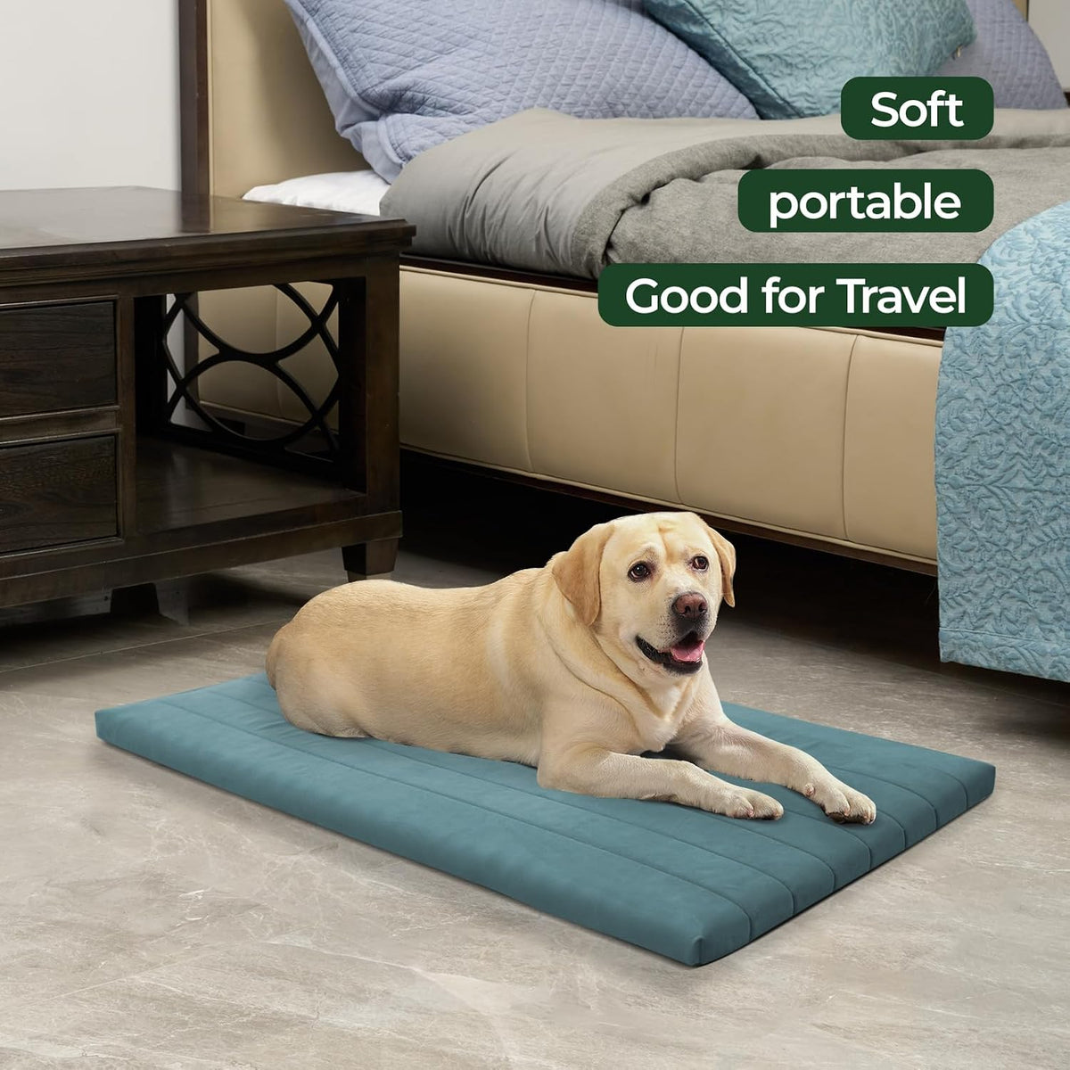 BALANCE Dog Crate Bed, Orthopedic Dog Bed Pad with Waterproof Liner, Washable Crate Foam Pet Mat - Powder Blue / 48.0"L x 30.0"W x 2.0"Th - image 3