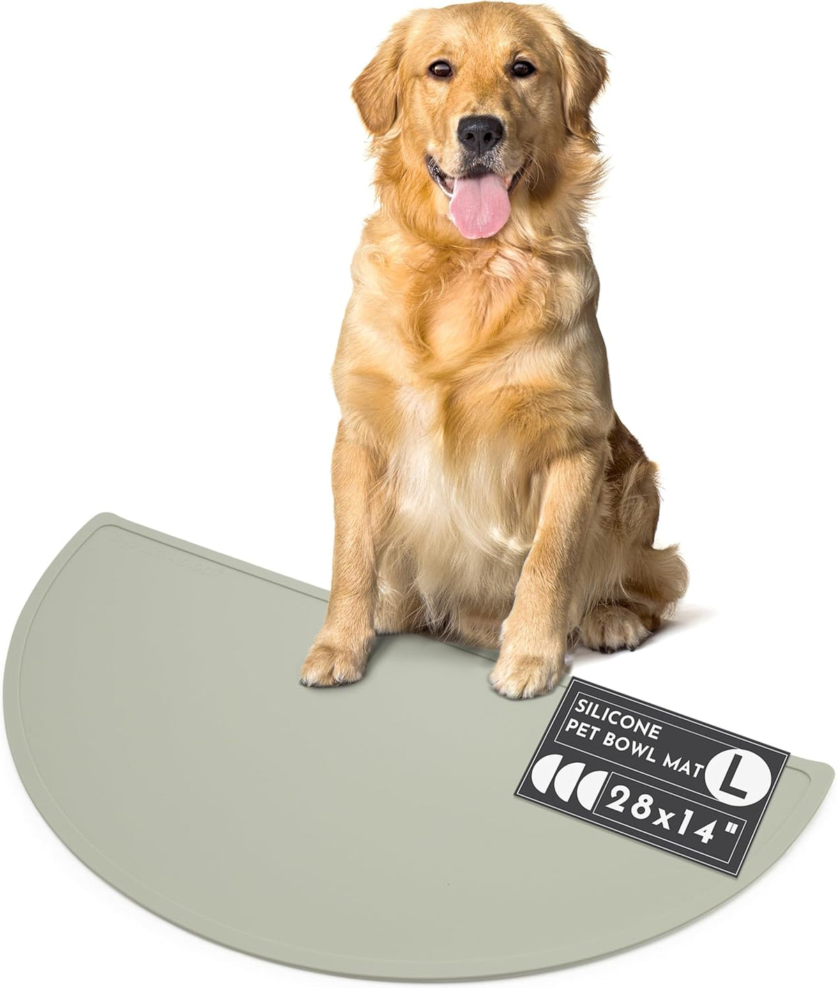 Silicone Dog Food Mat, Pet Placemat, 21" x 10.5" Deep - Sage / Large