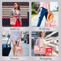 Dog Carrier, Cat Carrier, Pet Carrier, Foldable Waterproof Premium PU Leather Oxford Cloth Dog Purse, Portable Tote Bag Carrier for Small to Medium Cats and Small Dogs (Pink)