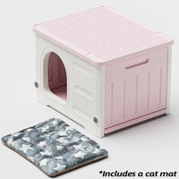 Plastic Cat House for Outdoor Indoor Use - Pink-L - image 3