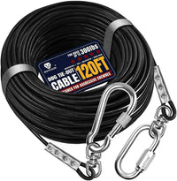 Tie Out Cable for Dogs Up to 300lbs - 120 ft / Black