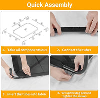 Outdoor Elevated Dog Bed, Cooling Breathable Raised Dogs Cot Beds for Large Dogs, Outside Portable Pet Hammock, Black Metal Frame, Skid-Resistant Feet, Easy Clean, Indoor Outdoor Use,51.1×31.5×7.4 in