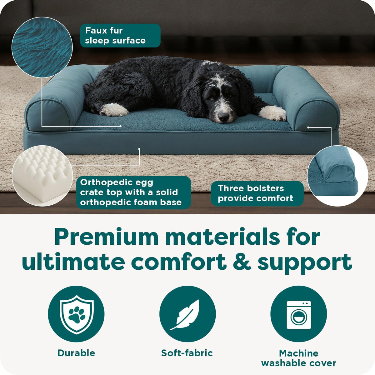Furhaven Orthopedic Dog Bed for Large Dogs w/ Removable Bolsters - Large / Deep Pool - image 4