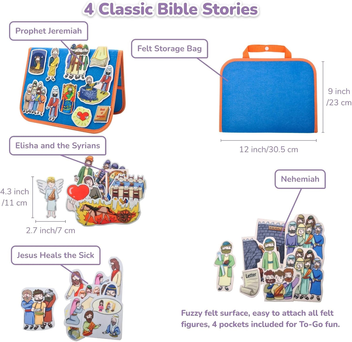 CHEFAN Noah's Ark Felt Board Bible Stories - Prophet Jeremiah & Other 3 Bible Stories Set - image 2