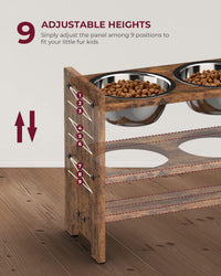 Elevated Dog Bowls, Raised Dog Bowl Stand Adjustable Small - Rustic Brown / Medium / Without Mat - image 2
