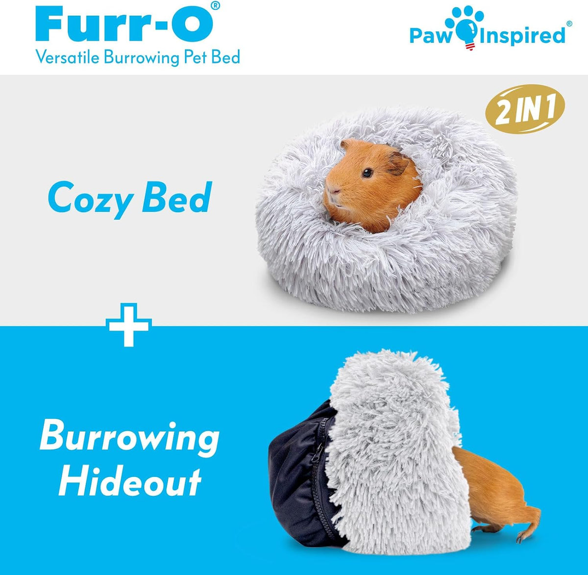 Paw Inspired Furr-O Burrowing Pet Bed Enrichment, Removable Base - Light Gray - image 2
