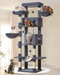 Taoqimiao 32.2in Cat Tree with Toy - Smoky Gray / 76 inch