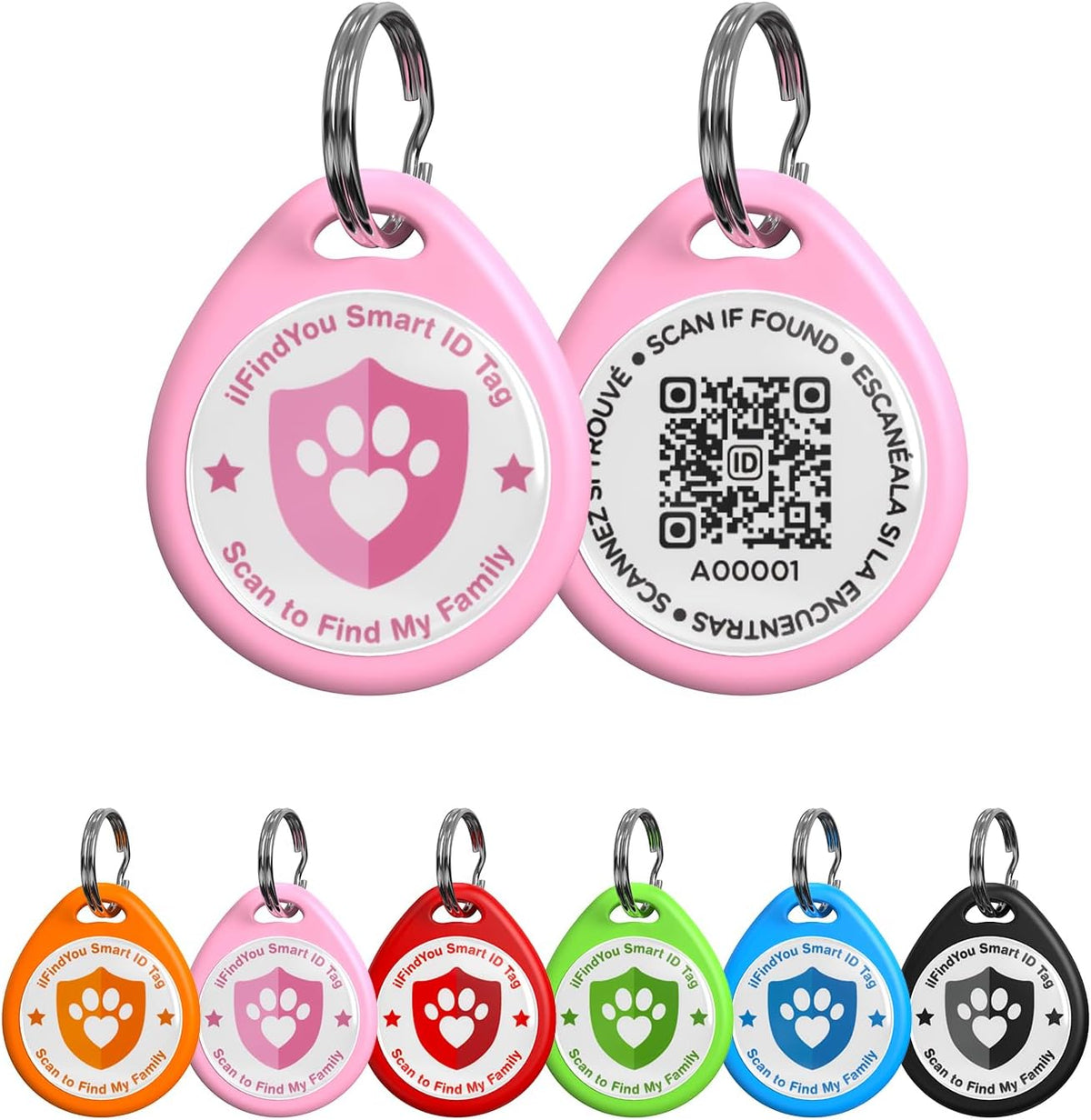 QR Code Cat Tags Personalized Small, Real-time Alerts, Pink – Essentials for Cats - 1 Pack Pink / Small-1"*1.2''