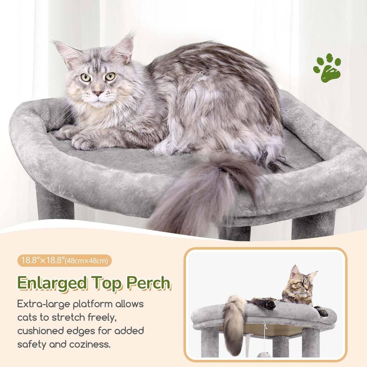 Globlazer 74in Heavy Duty Cat Tree Tower for Indoor Cats Large Adult - Light Gray / 74inch - image 3