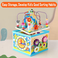 Qilay 5-in-1 Wooden Activity Cube for Toddlers 1-3 - image 4