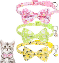 Halloween Cat Collar Breakaway with Bowtie and Bells - Flower & Bee