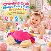 Interactive Crawling Crab Baby Toy - Pink - image 2