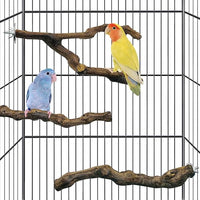 kathson 3pcs Natural Parrot Perch for Cage Wooden Bird Perches Grape Bird Stick Parakeet Climbing Standing Branches Toy Chewable Cage Accessories for Small Budgies Cockatiels Lovebirds Budgies
