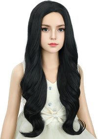 DUDUWIG long black wavy curly middle part wig for kids with wig cap - view 33