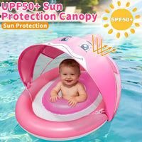 Dolphin Baby Float with Canopy UPF50+ for Age 6-36 Months Infant - pink - image 3