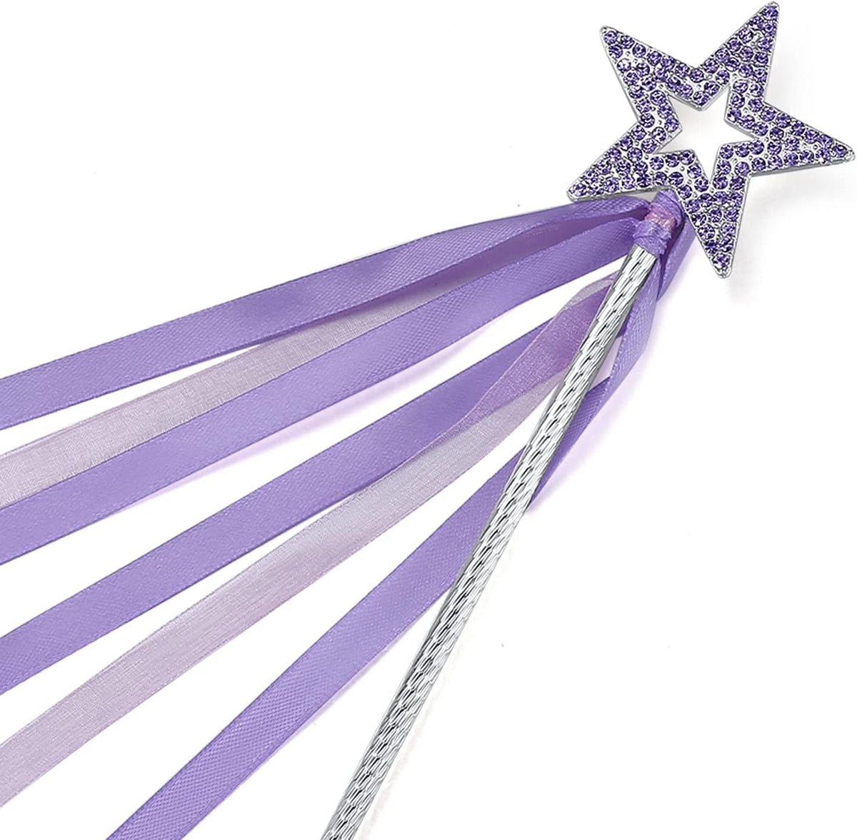 Lovelyshop Crystal Metal Star Fairy Wand with Ribbon - Lavender
