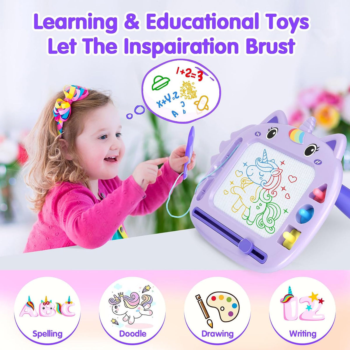 Unicorn Toddler Girl Toys Age 3-5 - Purple - image 3