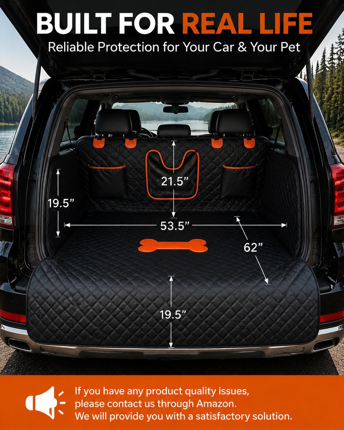 SUV Cargo Liner for Dogs,Waterproof Dog Trunk Cover with Side Flaps – Essentials for Dogs - Bone Pattern / XL - image 3