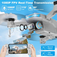 Drone with 1080P Camera - Foldable Remote Control RC Quadcopter FPV Drone – Fun for Kids & Family - Grey - image 2
