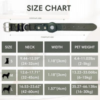 AirTag Dog Collar Soft Leather Webbing Dog Collar for AirTag Provides Double Protection for Small Medium and Large Dogs(Green,M)
