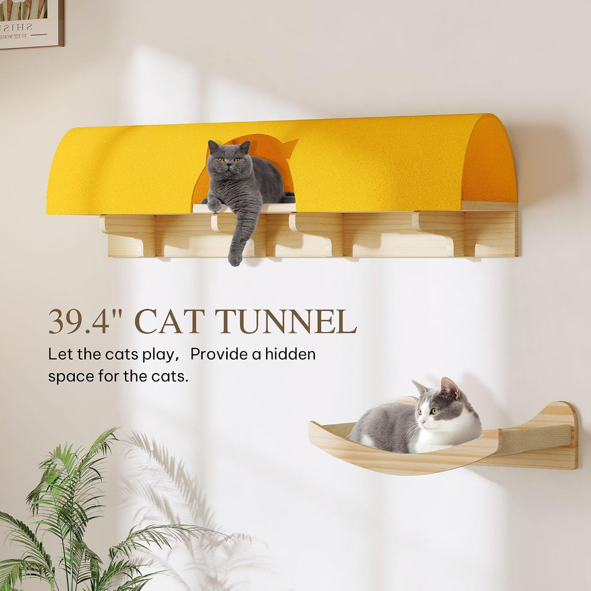 Cat Wall Shelves, 9-in-1 Wood Cat Wall Furniture Set, Burlywood – Essentials for Cats - Burlywood / 12-in-1 - image 4