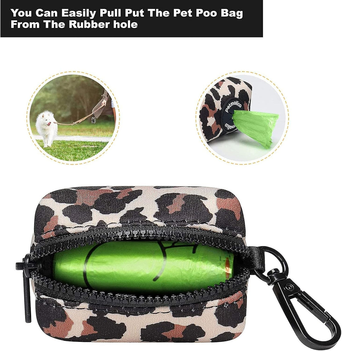 Petmolico Dog Poop Bag Holder Dispenser 2 Pack, Pink Rose – Essentials for Dogs - Leopard - image 2