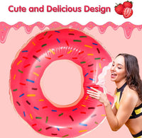 DMAR Donut Pool Float, Donut Tube & Ring for Beach & Pool - 23.4in Strawberry Pink - image 3