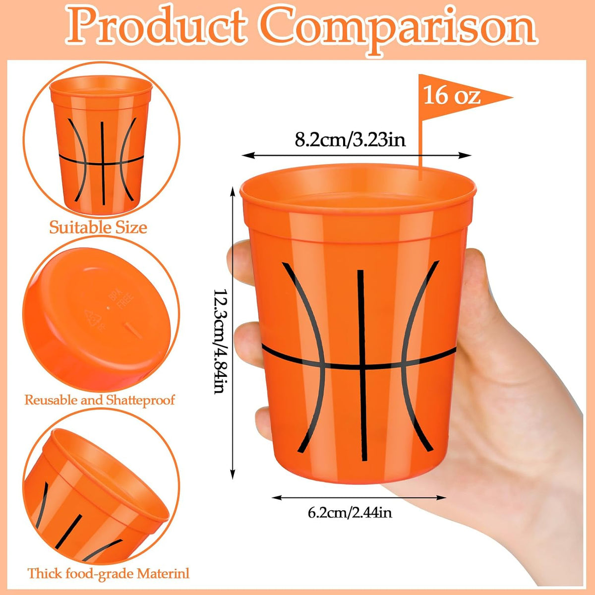 Norme 24 reusable plastic soccer party cups in 4 printed styles - view 13