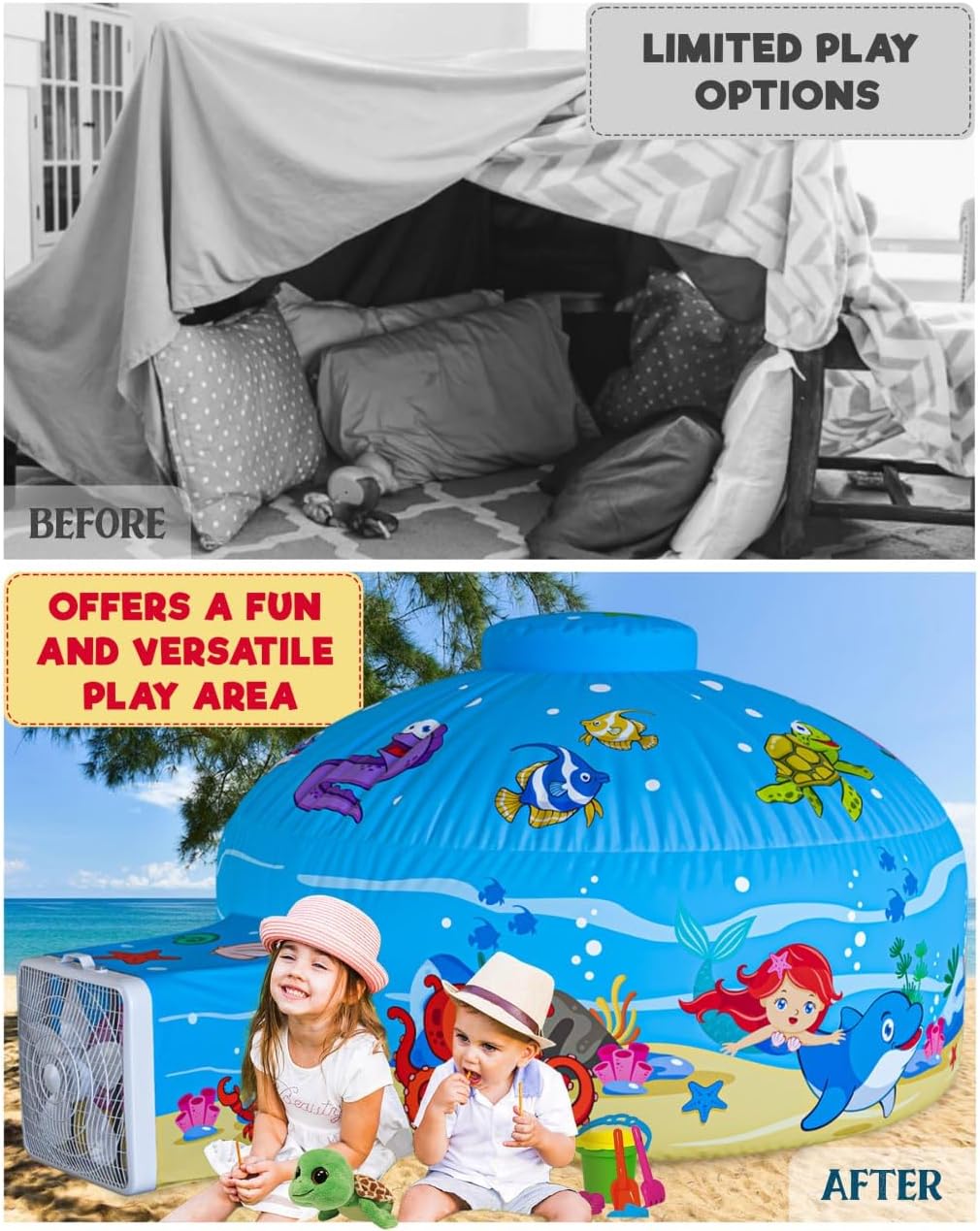 Air Tent for kids Door 77 x 50 in - Ocean Fun - image 3