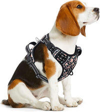 Timos Dog Harness, No-Pull Pet Harness with 2 Leash Clips, 3 Snap Buckles Adjustable Soft Padded Dog Vest, Reflective No-Choke Pet Oxford Vest with Easy Control Handle for Small Medium Large Dogs