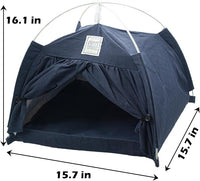 Cat Tent Bed,Cats Cave House Portable for Indoor with Removable Non-Slip Soft Pad Foldable Cat Tents Hut Washable Pet House Bed Outdoor for Kitty Puppy Small Pets 15.7x15.7x16.1 in (Navy Blue)