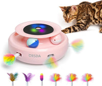 ORSDA 2in1 Interactive Toys for Indoor Cats, Timer Auto On/Off - Cherry Blossom Pink