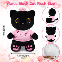 MUFEIRUO Halloween black cat plush holding pumpkin bag, wearing orange witch hat - view 11