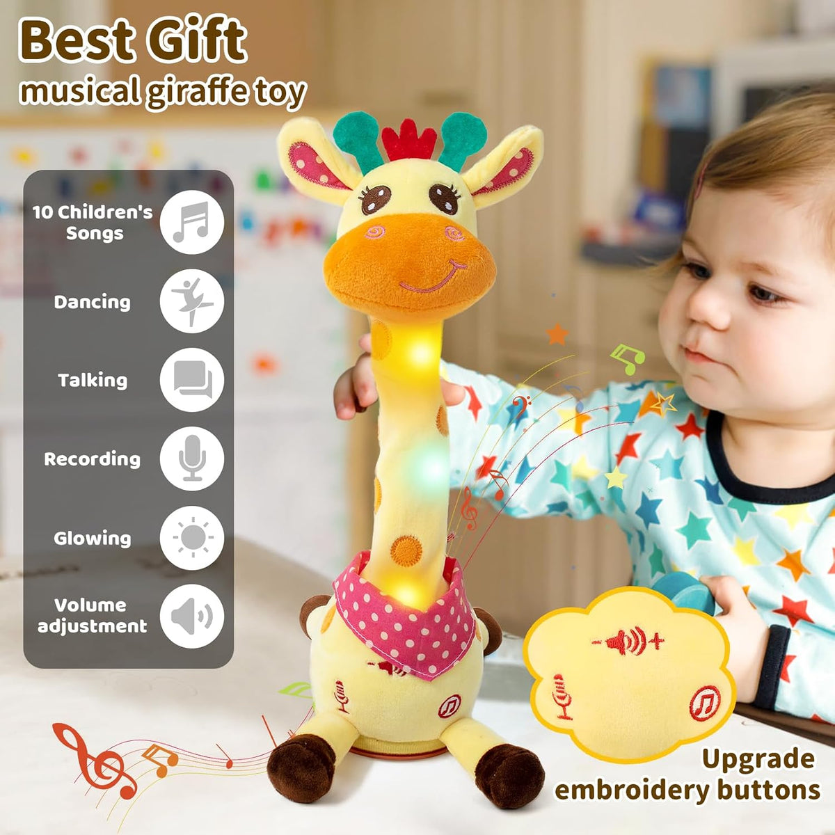 Emoin Adjustable Volume Control Dancing Cactus Toy Talking Cactus Toy - Dancing giraffe toy - image 2