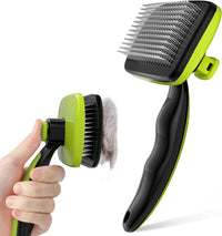 Pecute Skin Friendly Self-Cleaning Slicker Brush for Dog & Cat - Small / Green