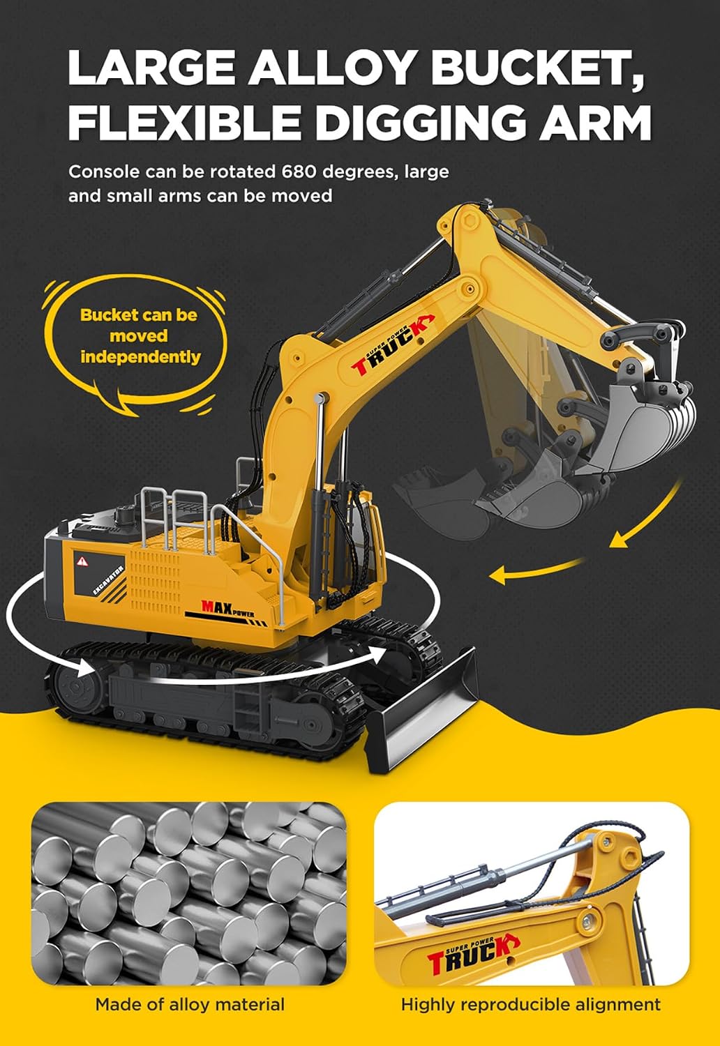 KIDMARKT 21" Large RC Excavator Toy - Large Excavator - image 4