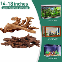 WDEFUN 3 PCS Natural Driftwood for Aquarium Decor Fish Tank - Mopani driftwood （14-18 inch pack of 2） - image 2