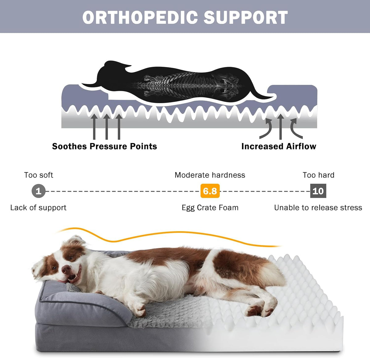 Orthopedic Dog Beds Large Sized - Dark Grey / XL (42"x 32"x 7") - image 2