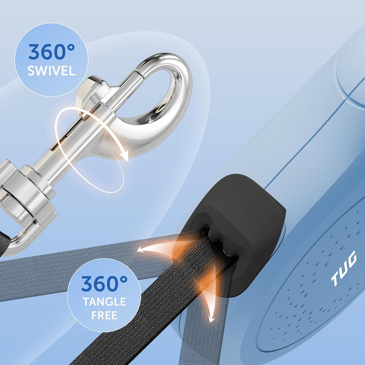 TUG Quest Retractable Dog Leash, 360° Tangle-Free - Blue / Medium - image 3