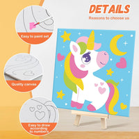goldentime Kids Paint by Number Kits Including 6 Pre-Drawn Canvas - unicorn - image 3