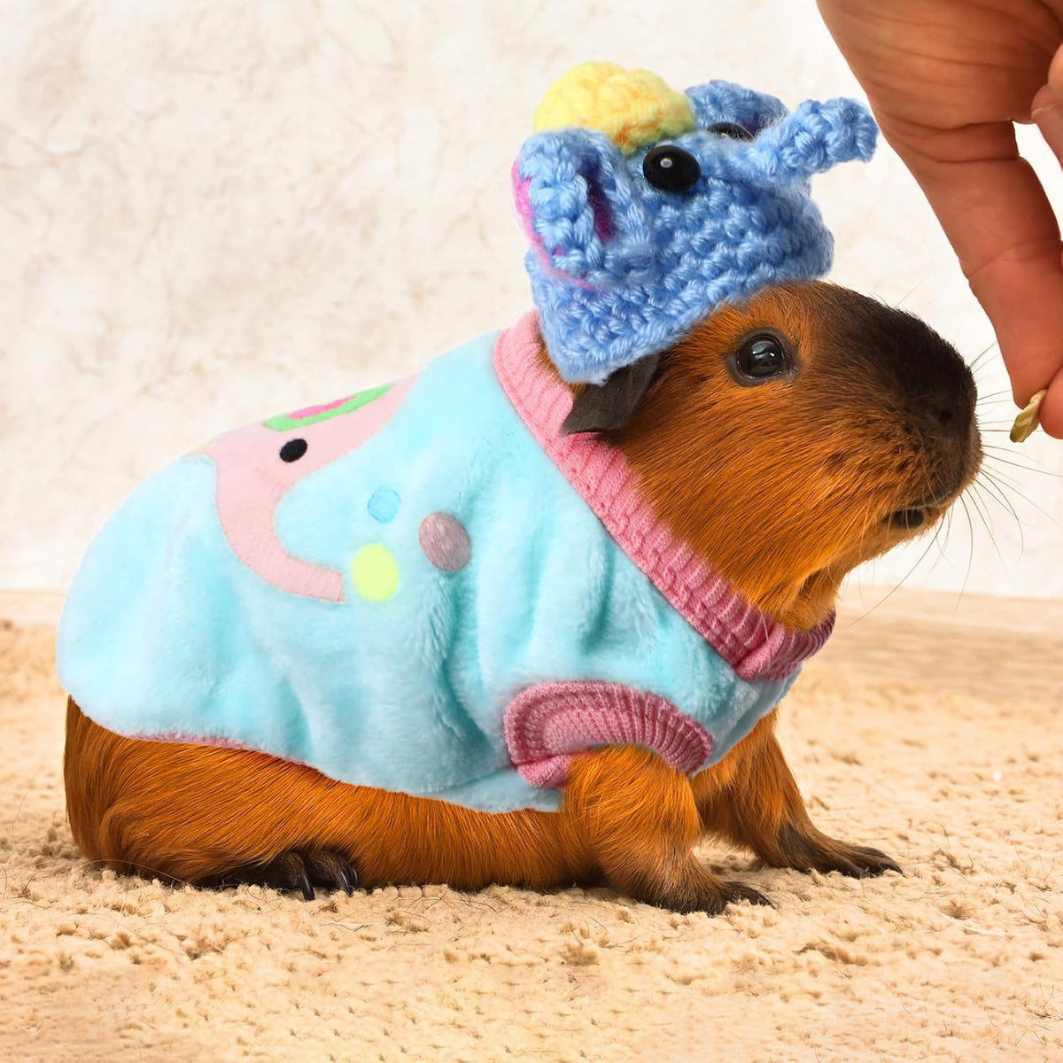 Clysee 10-piece guinea pig clothes set with flannel vests and knitted mini hats - view 9