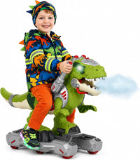 Liberty Imports T-Rex dinosaur ride on push car with LED eyes and mist spray