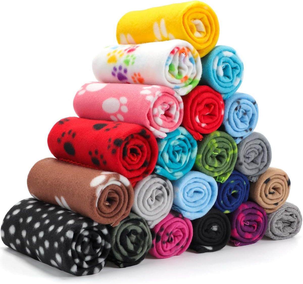 Eccliy 20 Pcs Puppy Blanket Fleece Pet Dog Throw - Paw / 39 x 28 Inch