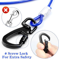 Tie Out Cable for Dogs, 100FT Dog Leads for Yard Chew Proof, Heavy Duty Dog Tie Out Cable for Large Dogs Up to 250lbs, Durable Dog Runner for Yard or Camping